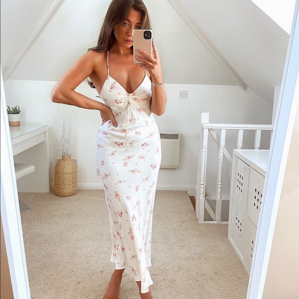 ZARA floral satin dress